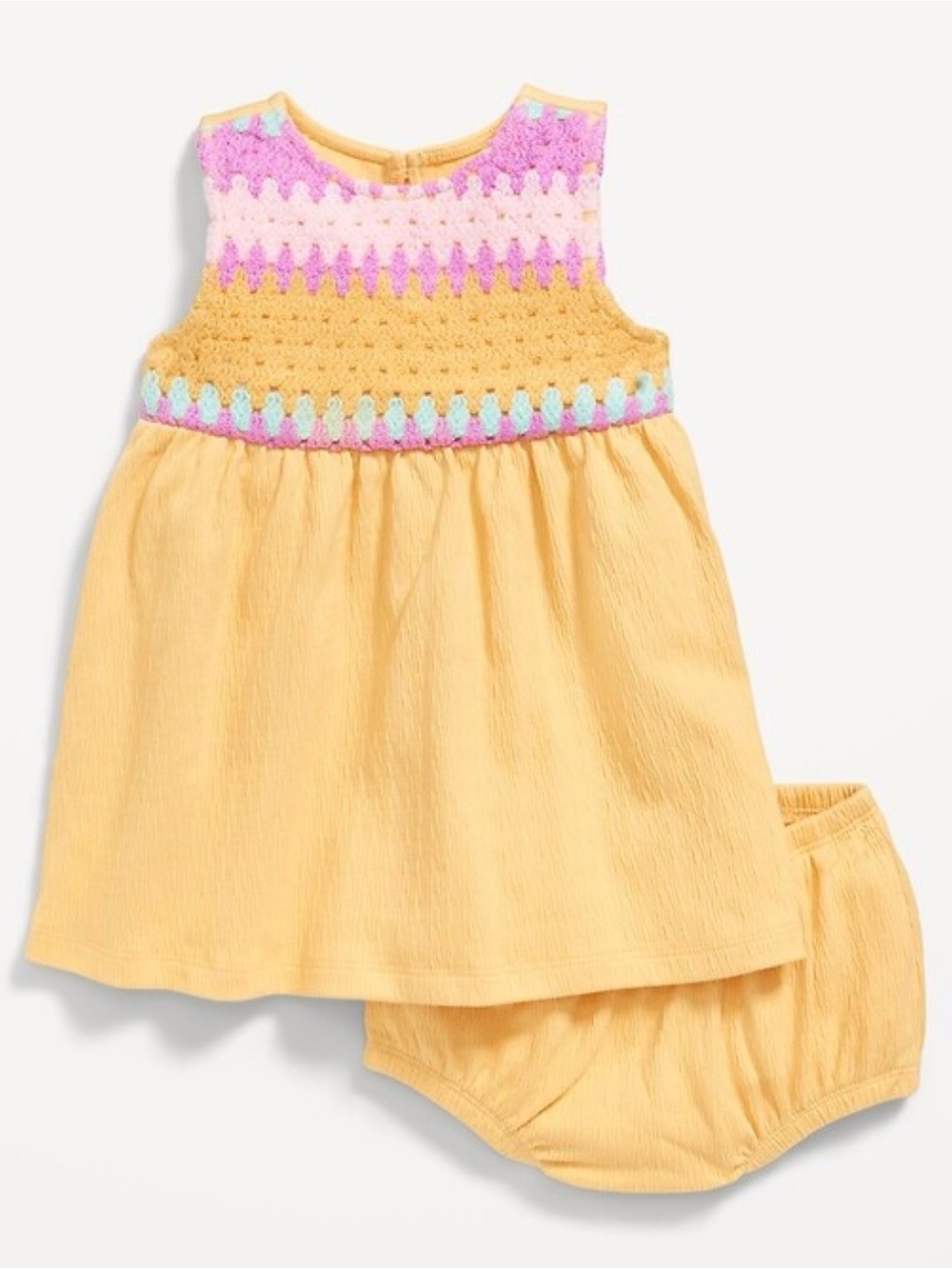 Old Navy Yellow Crochet-Panel Dress with Bloomers
